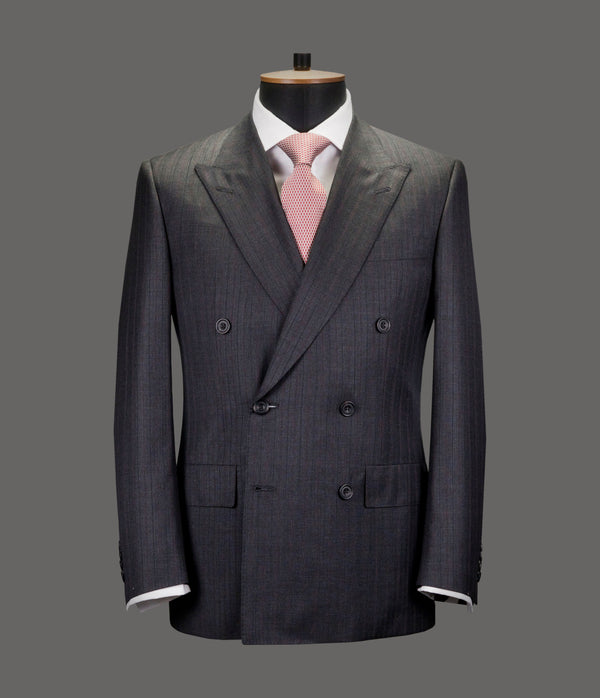 LUT007<br>Dark Grey Striped Double Breasted Suit<br>0451/1