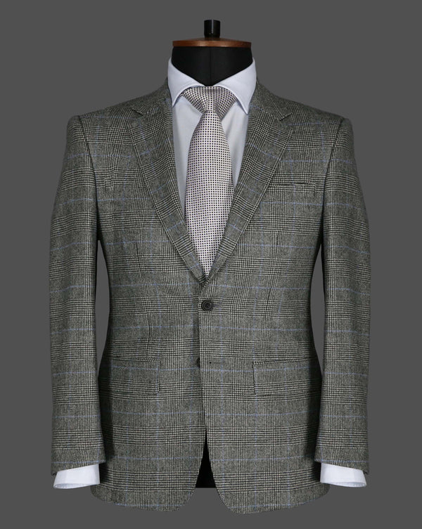 TLA013 - Grey Blue Prince Of Wales Check Suit