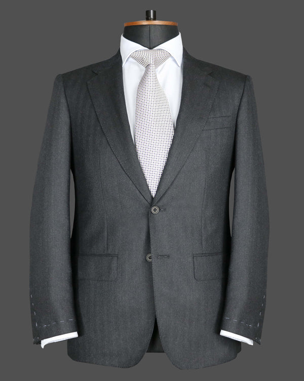 TLA052 - Dark Grey Herringbone Suit